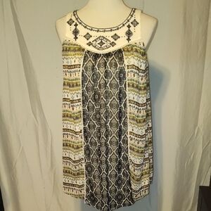 Rewind Bohemian Sleeveless Dress with Geometric Patterns Size Small Colorful